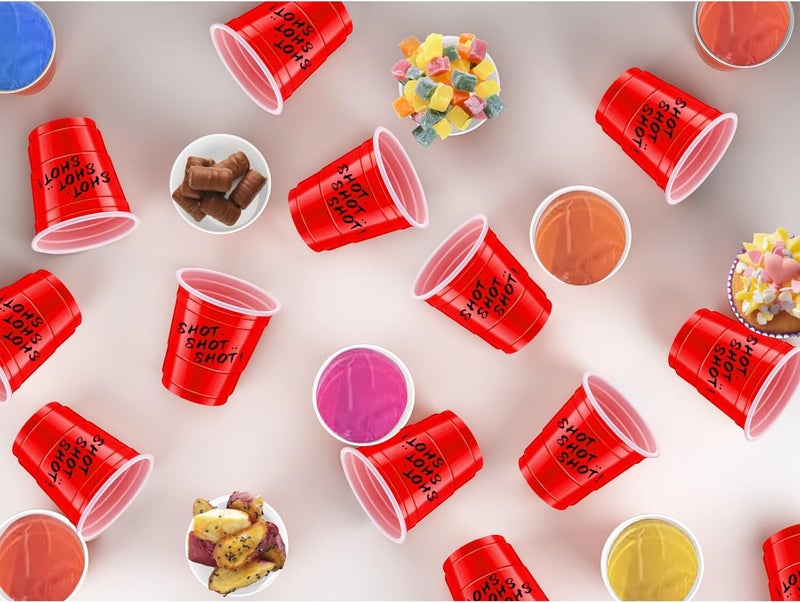 cssopenss 120 pcs Red Plastic Shot Glasses 2 oz red shot cups Christmas shot glasses disposable for drinking Tastings served Snacks Jello Tastings and Samples - Image 4